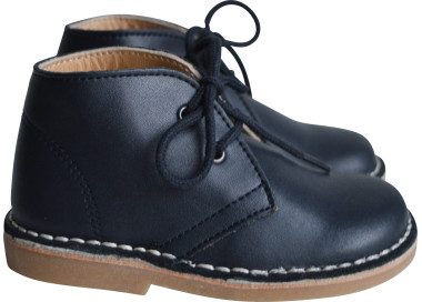 Chaussures montantes pour enfants garçons en cuir bleu marine
