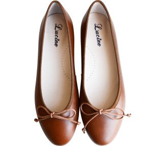 Chaussures ballerines en cuir de qualité doublées cuir avec cordon réglables pour femmes