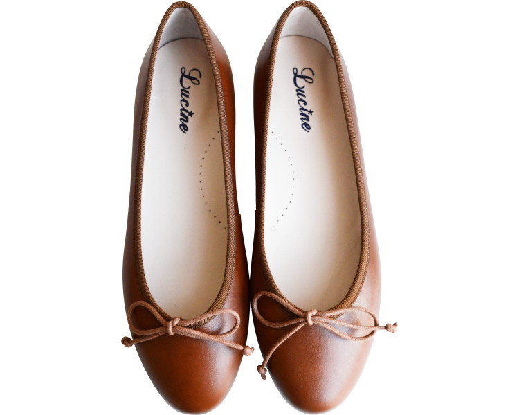 Chaussures ballerines en cuir de qualité doublées cuir avec cordon réglables pour femmes
