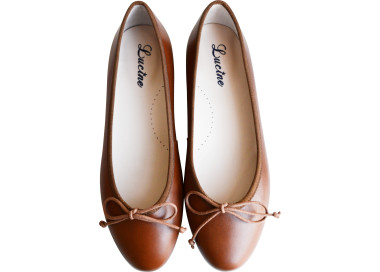 Chaussures ballerines en cuir de qualité doublées cuir avec cordon réglables pour femmes