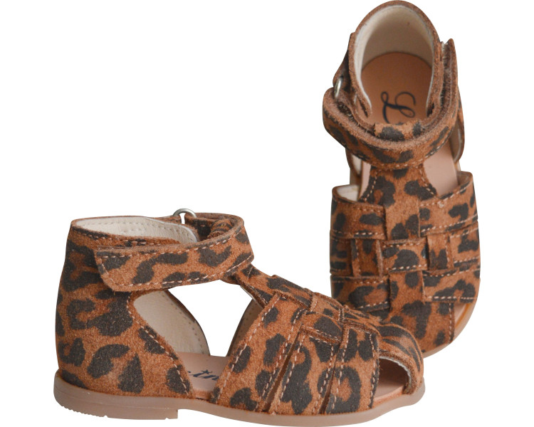 sandales souples pour bébés en cuir motifs léopard