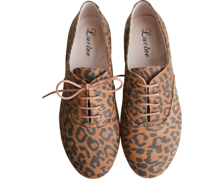 Chaussures derbies en cuir léopard marron pour femmes