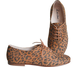 Chaussures à lacets pour femmes en cuir léopard