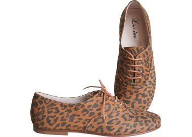 Chaussures à lacets pour femmes en cuir léopard