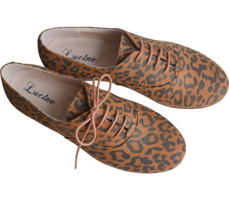 chaussures plates à lacets en cuir doublées cuir pour femme