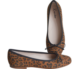 Ballerinesmotifs léopard doublées cuir pour femme