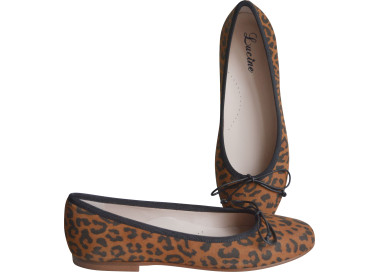 Ballerinesmotifs léopard doublées cuir pour femme