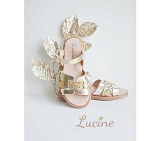 Sandales d'été pour filles en cuir confortables et élégantes dorées