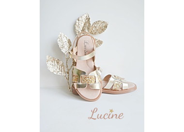 Sandales d'été pour filles en cuir confortables et élégantes dorées