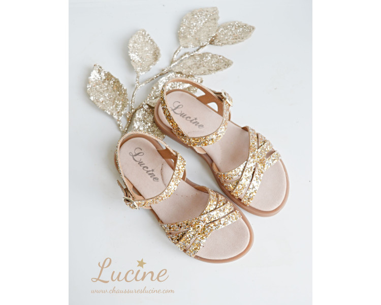 Nu-pieds Athéna - paillettes dorées