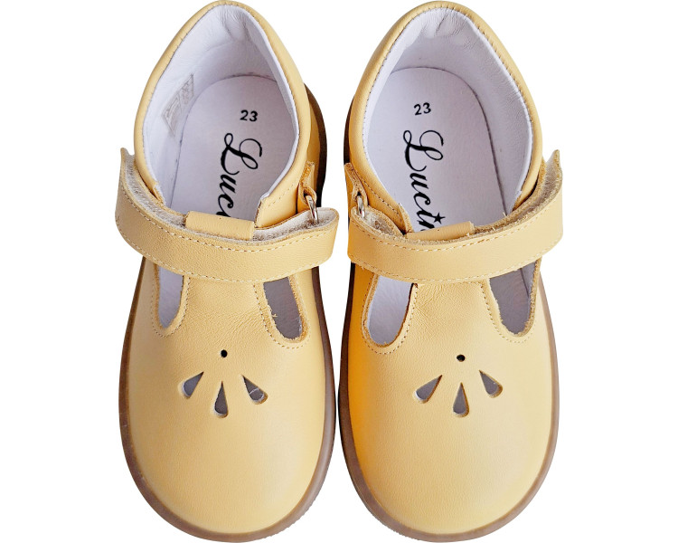 Chaussures Salomé en cuir souple pour enfants filles et garçons avec faciles à mettre à scratch