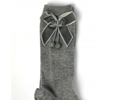 GRIS - Chaussettes hautes à NOEUDS