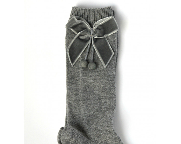 GRIS - Chaussettes hautes à NOEUDS GRIS - Chaussettes hautes à NOEUDS