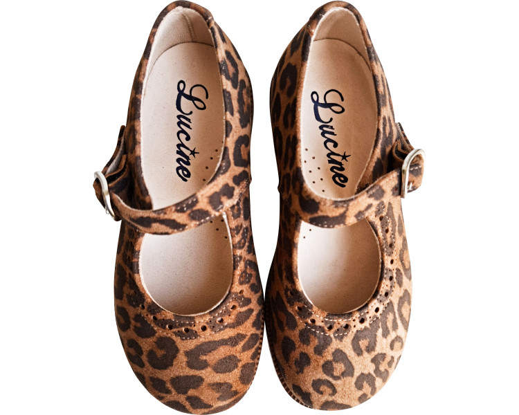 Chaussures pour filles motifs léopard en cuir à boucle faciles à mettre