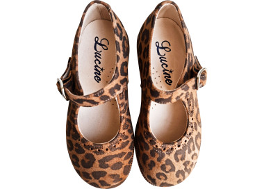 Chaussures pour filles motifs léopard en cuir à boucle faciles à mettre