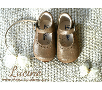 Chaussures Babies Charles IX Alice à boucle - cuir TAUPE Irisé