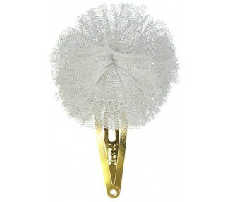 Pompon tulle argent pailleté