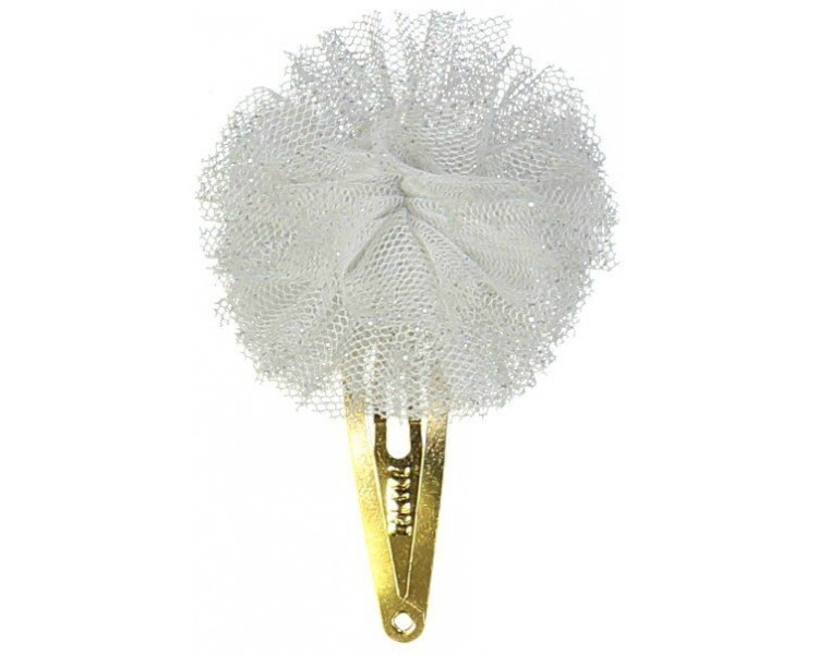 Pompon tulle argent pailleté