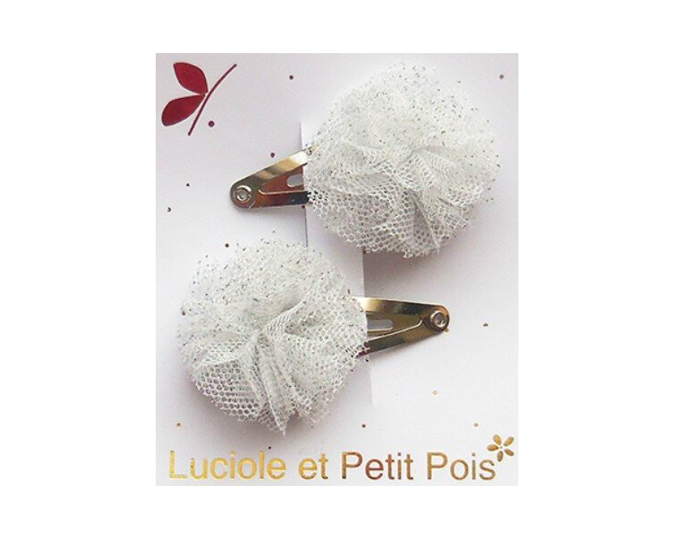 Mini pompons tulle argent pailleté